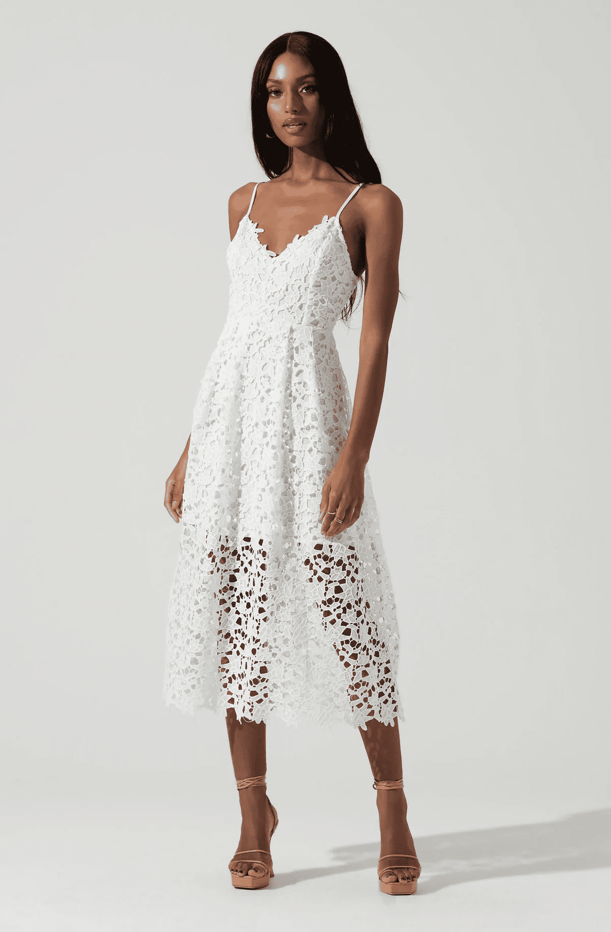 Astr the label lace store midi dress hunter green